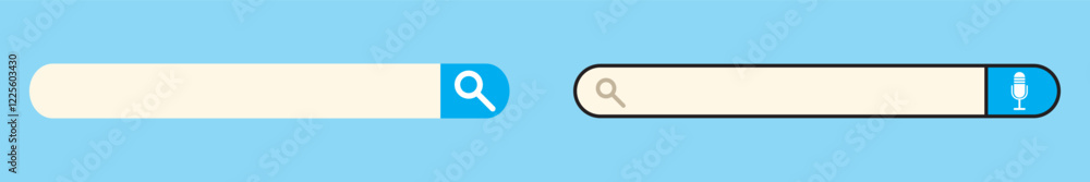 Poster magnifying glass search button and microphone web elements