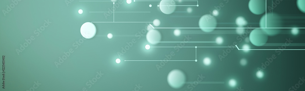 Poster futuristic green technology background connecting circles and lines