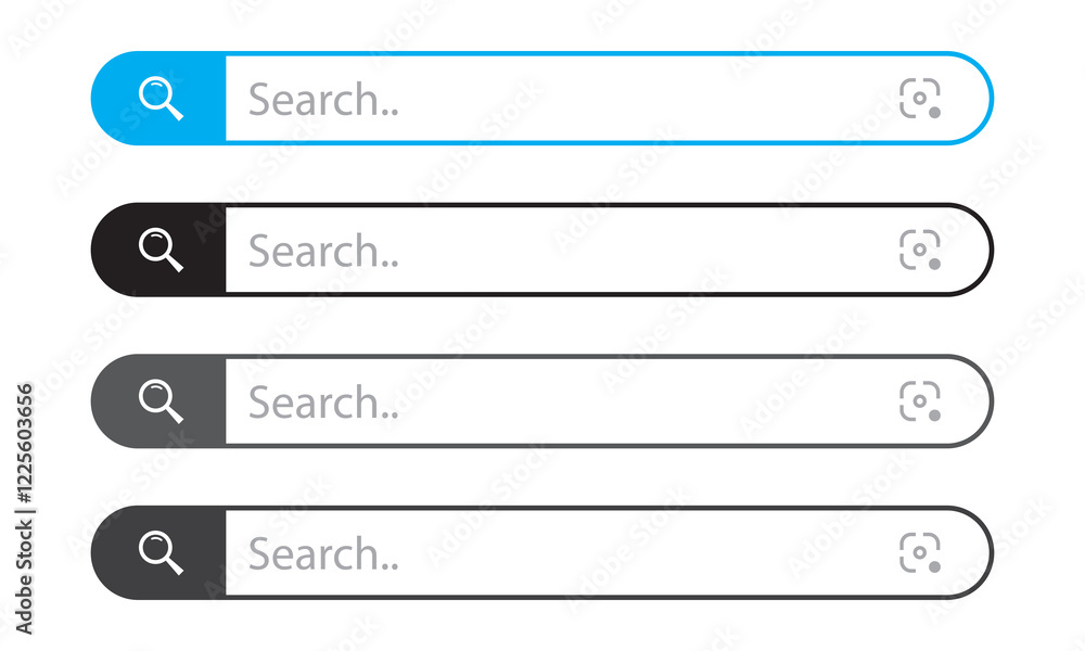 Poster search bar vector element design. set of search boxes ui template
