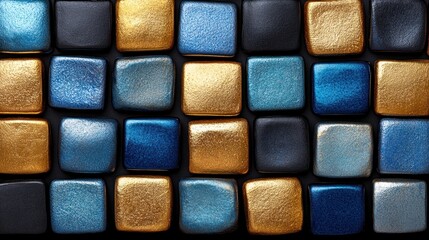 Fototapeta premium Metallic square tiles texture background