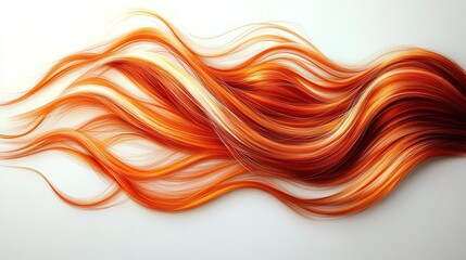 A digital art illustration of hair, showcasing long and wavy copper-red hair with blonde highlights on a white background.