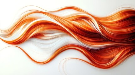 A digital art illustration of hair, showcasing long and wavy copper-red hair with blonde highlights on a white background.