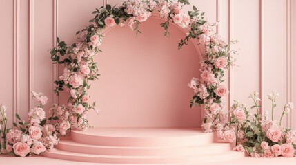 Pink Floral Arch Product Display Background