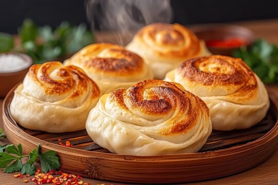 Corazones de d&iacute;a de San Valent&iacute;n con bollos al vapor reci&eacute;n hechos