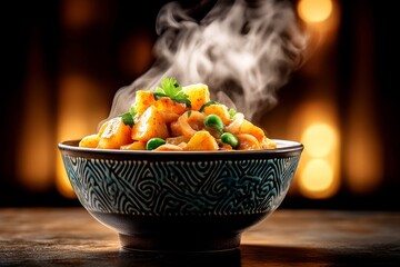 Corazones y amor en el día de San Valentín con un delicioso plato cremoso de pimiento rojo