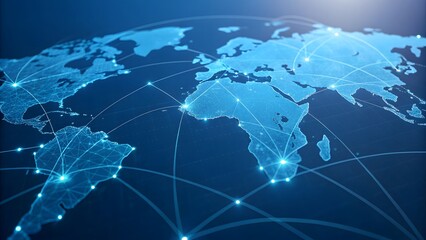 Global Network Connections Representing Digital World Map