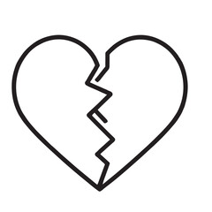 Broken Heart Icon Line Art Graphic Design