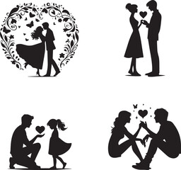 Love  silhouette style minimalist white background