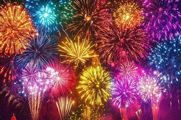 Fototapeta premium Colorful Fireworks Display Lighting Up the Night Sky