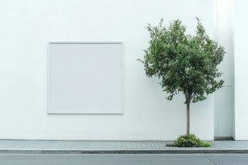 Fototapeta premium Urban Blank Space on Wall with Tree