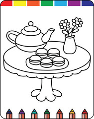 Tea Party Fun Kids Coloring Pages to Print, Adorable Tea Party Scenes Coloring Pages for Kids, Magical Tea Party Coloring Pages for Little Ones