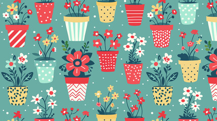 Vibrant Cute Seamless Pattern with Colorful Flowers for Design Projects
