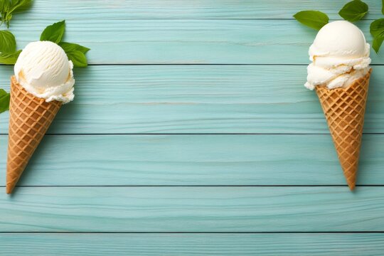 Corazones y helados para el d&iacute;a de San Valent&iacute;n con conos refrescantes llenos de sabor