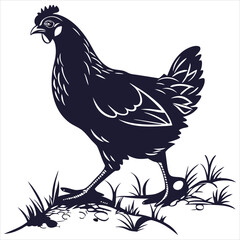  silhouette Chicken image on white background
