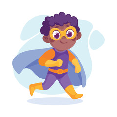 Happy Boy Superhero Wearing Colorful Costume Vector Illustration