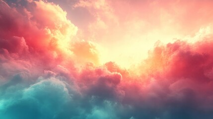 Obraz premium Mystical ocean with glowing clouds and ethereal fog. Generative AI