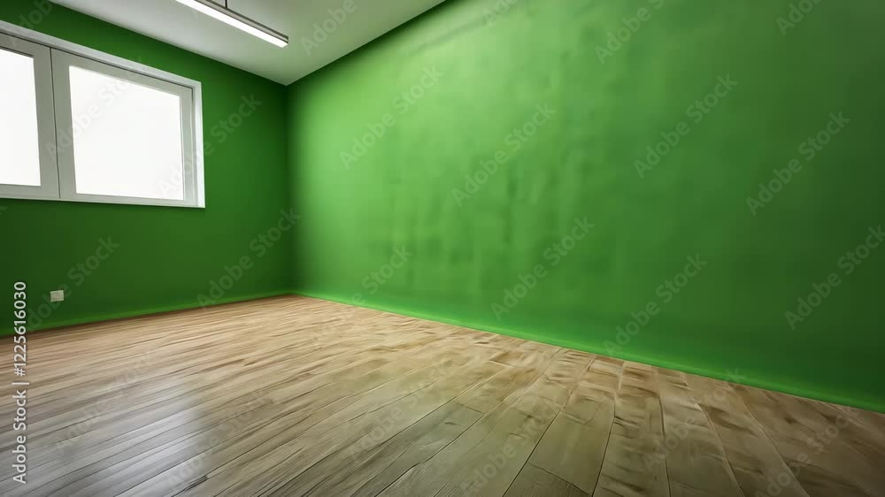 Poster empty stage with green backdrop and professional lighting for versatile event productions