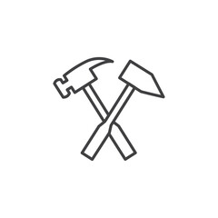 Pick and hammer icon Vector logo set flat