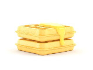 melting butter on stack of waffles