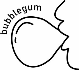 Minimalist Line Art of a Person Blowing Bubblegum Bubble – Black and White Vector Illustration