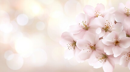 Delicate pink cherry blossoms frame a soft blue backdrop, perfect for adding a touch of spring elegance to any project or design