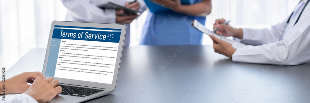 Poster online term of service conditions showing brisk rules and regulations in using the website on device