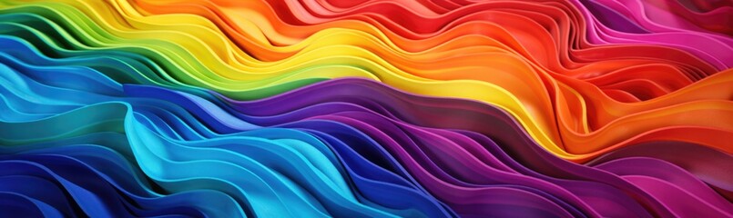 Obraz premium Waves of colorful fabric represent the LGBT pride flag, flowing together in a beautiful display of unity and diversity during a vibrant celebration event focused on love and acceptance
