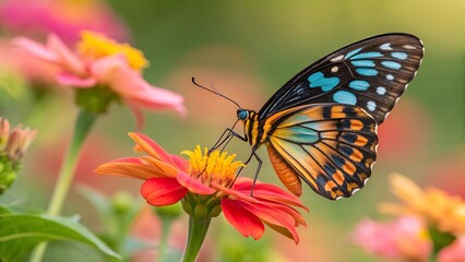 Butterfly blue and black wings
