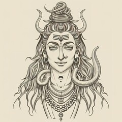 lord shiva mahashivratri line drawing vector