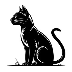  cat silhouette vector black and white