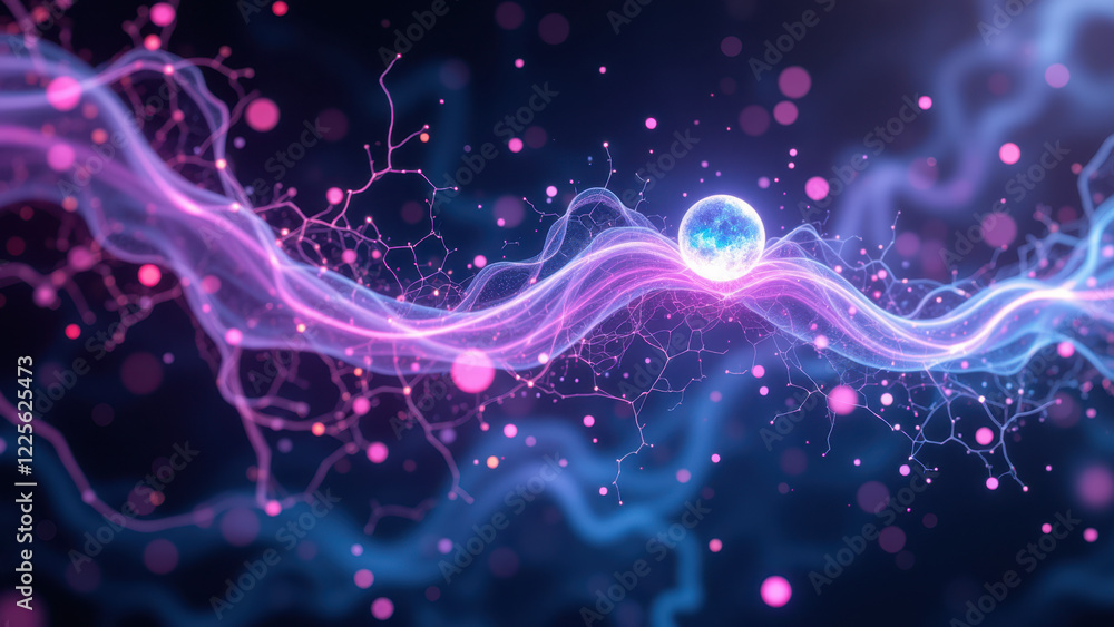 Poster vns - virtual nerve stimulation in a sci-fi setting with vibrant colors and energy swirls.