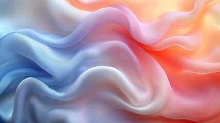 Obraz premium Soft flowing fabric in delicate colors of blue and orange. Generative AI