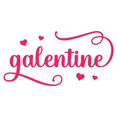Galentine valentine typography text on plain white transparent isolated background for card, shirt, hoodie, sweatshirt, apparel, tag, mug, icon, poster or badge