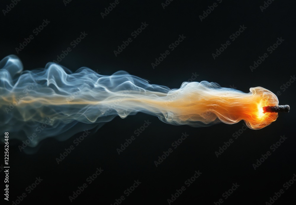 Poster dynamic high-speed smoke trail with orange flame against dark background capturing movement and ener