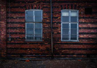 Windows on deserted factory