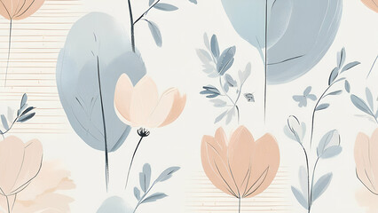 Fototapeta premium floral design with feather minimalistic background