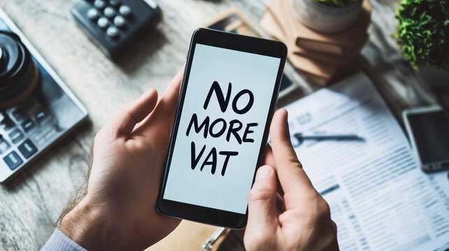 No More VAT Concept, Financial Tax Reform on Smartphone Screen. Generative AI