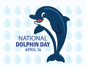 National Dolphin day celebration card and banner on April 14th.