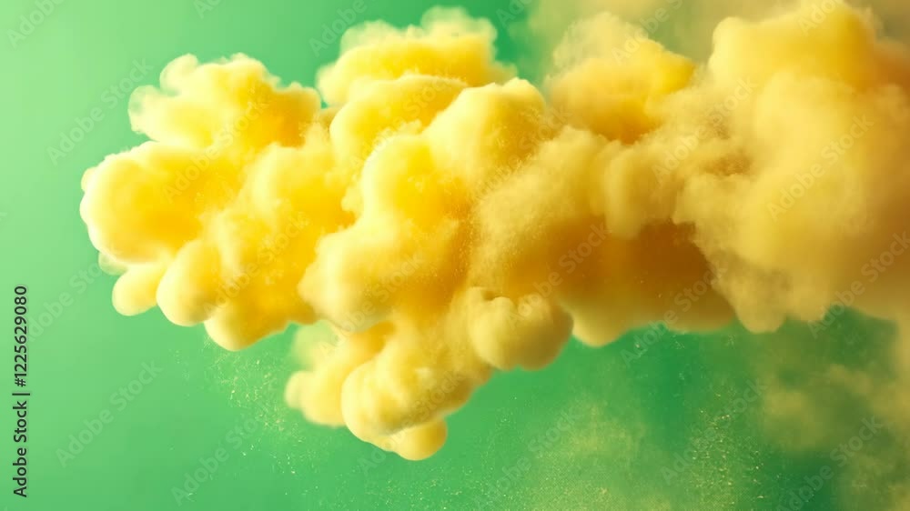 Poster golden glitter exploding against green background for festive and artistic design concepts with abst