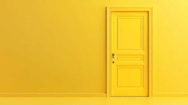 Yellow door in yellow room, new beginnings, opportunity, interior design