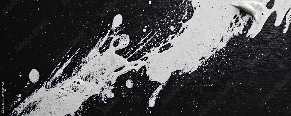 Aufkleber Abstract and artistic image created by splattering white paint on a black canvas background