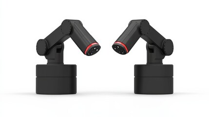 Two robotic arms positioned symmetrically, showcasing advanced technology in a minimalist design