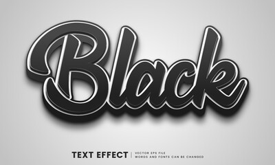 3d typography black text effect. Editable fancy font style perfect for logo, title or heading	