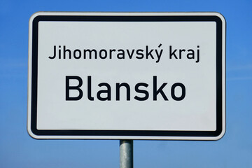 Obraz premium Ortsschild Jihomoravský kraj Blansko 