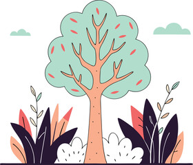 flat tree illustration isolated on white background