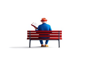 elderly man reading book park bench