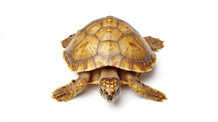 Fototapeta premium Detailed Image of a Beautiful Curved Turtle on White Background