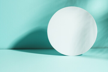 Art abstract background with podium and palm shadows. Empty space for design.