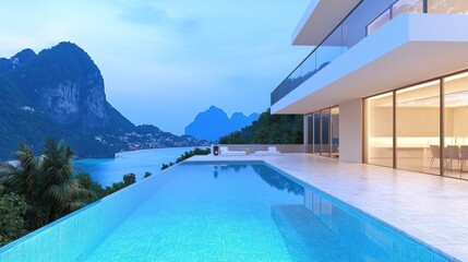 Fototapeta premium Luxury Villa with Infinity Pool and Ocean View