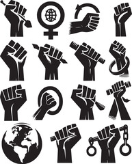 hand holding a set of icons